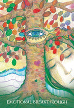 Artistic depiction of a tree with colorful leaves and a face, titled 'Emotional Breakthrough'.