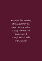 Text on a maroon background about love, partnership, and self-discovery through relationships.