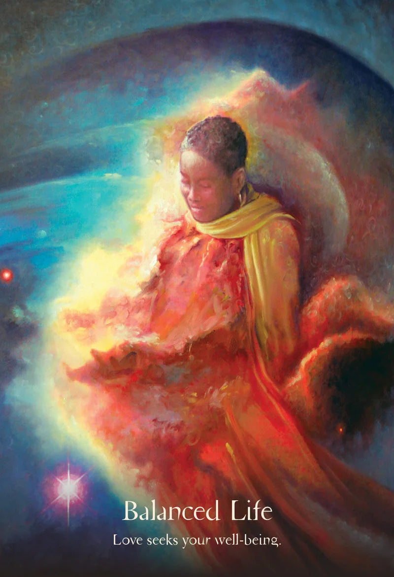 Artistic depiction of a person in a bright, colorful setting with 'Balanced Life' text.