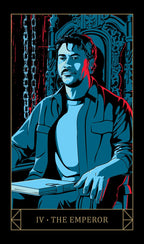 Illustration of 'The Emperor' tarot card with a person sitting on a throne.