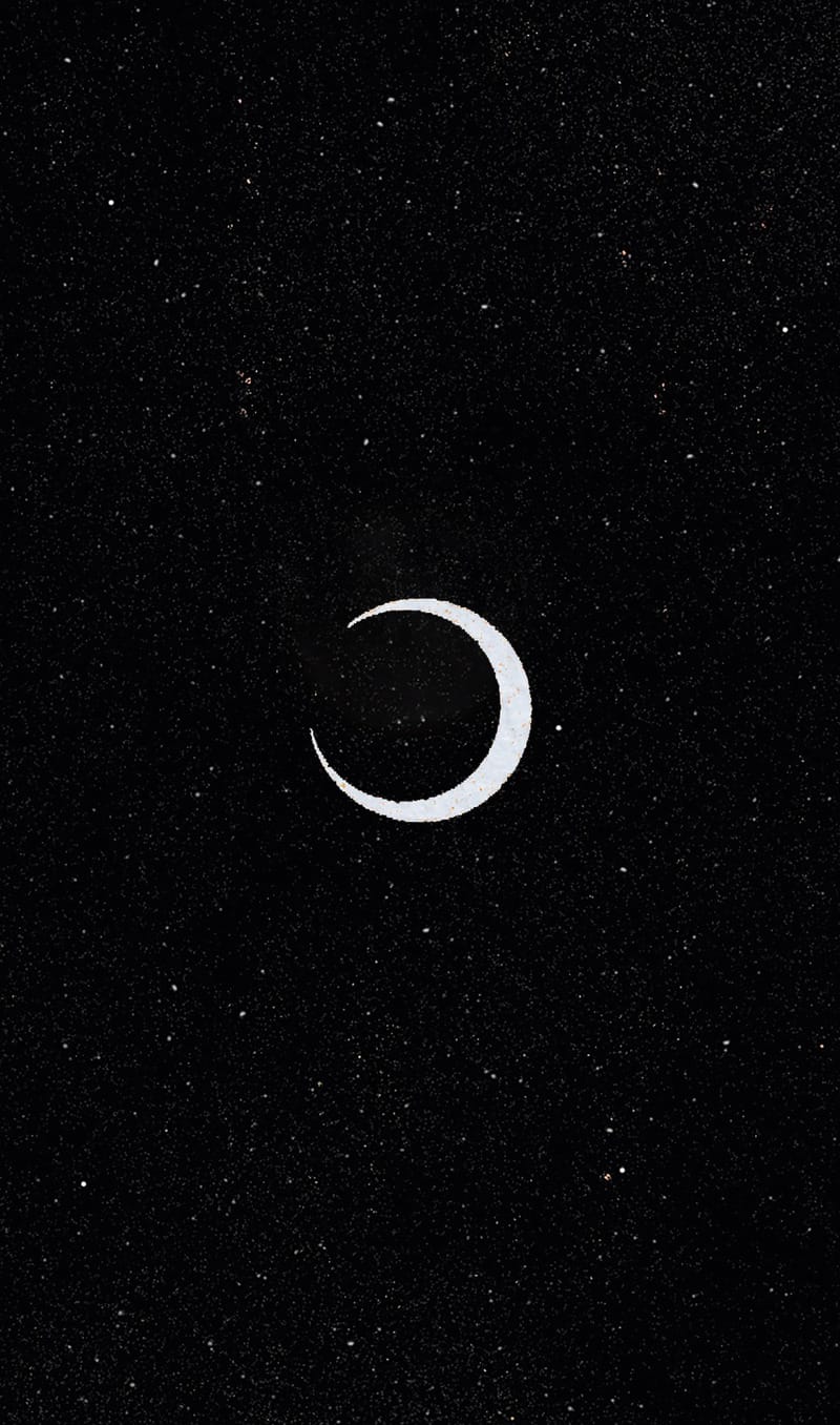 Crescent moon symbol on a black background