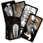 Tarot cards from the 'Sorceress' deck with intricate designs on a white background