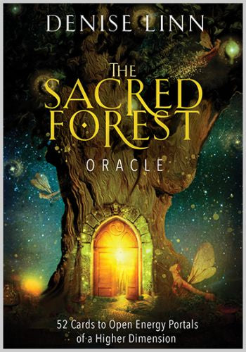 Book cover of 'The Sacred Forest Oracle' by Denise Linn with a fantasy design featuring a tree and fairy.