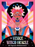 Cover of 'The Venice Witch Oracle' with a stylized illustration of a woman with colorful hair and makeup.