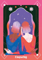 Illustration of two people with a purple cloud between them, labeled 'Empathy'.