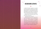 Introduction page of a book with a red and black checkered pattern on the left side.