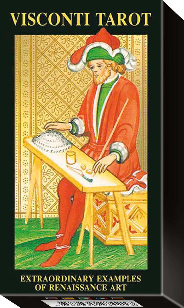 Visconti Tarot card packaging with a tarot card illustration on the cover