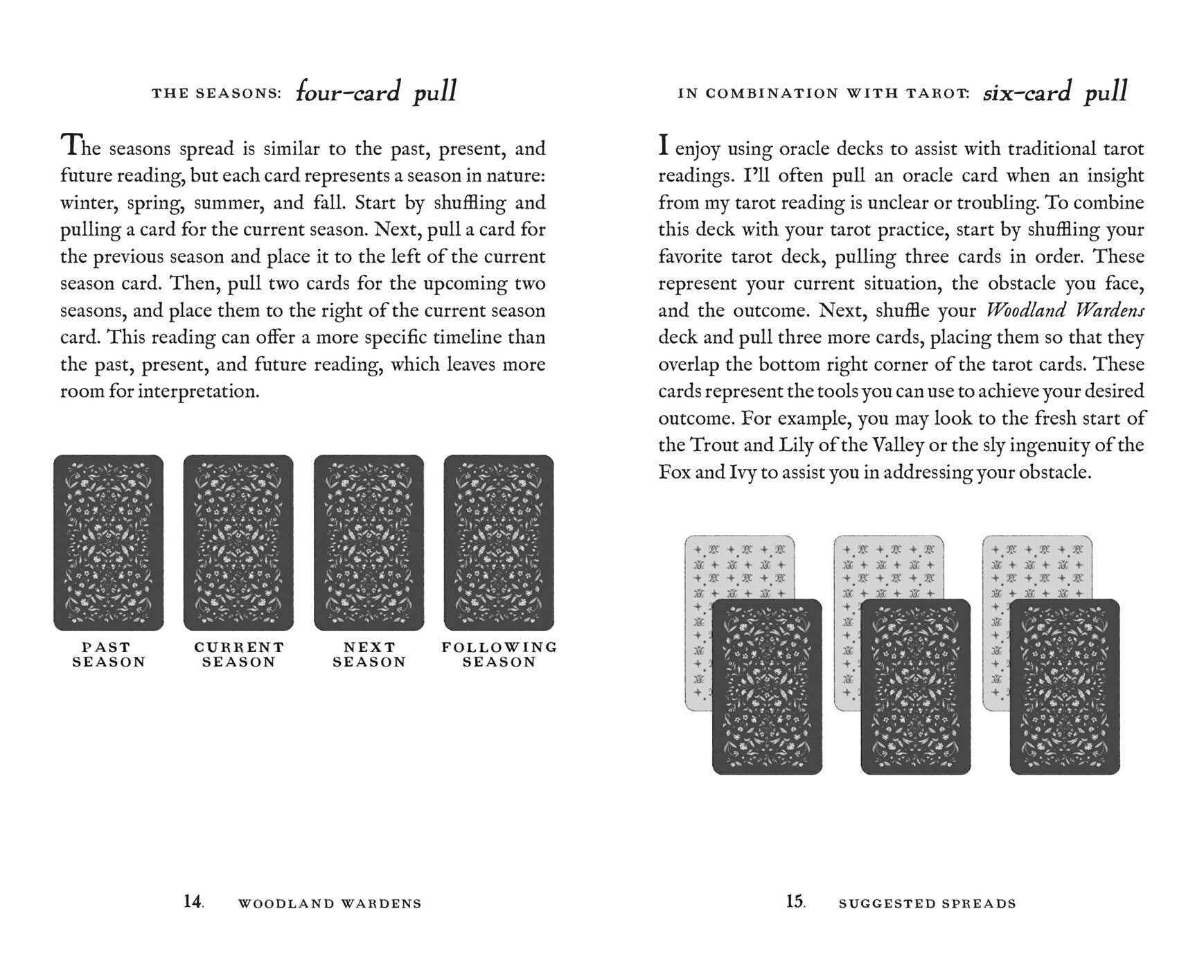 Instructions for a tarot reading using a deck of cards with text explaining the process.